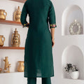 Graceful Dark Green Viscose Silk Embroidered Salwar Suit with Floral Dupatta
