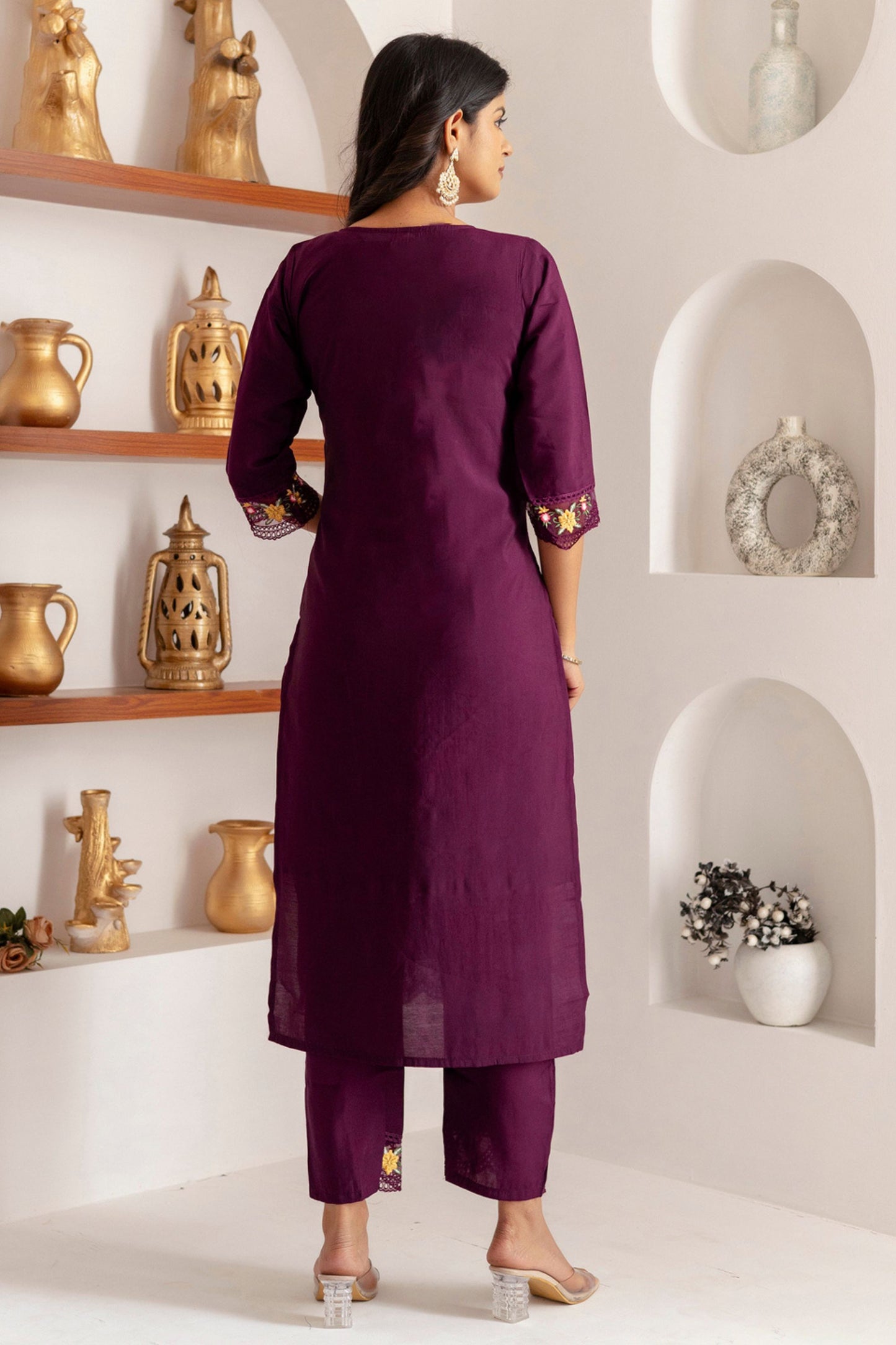 Elegant Wine Purple Viscose Silk Embroidered Salwar Suit with Floral Dupatta