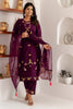 Elegant Wine Purple Viscose Silk Embroidered Salwar Suit with Floral Dupatta