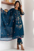Charming Navy Blue Viscose Silk Embroidered Salwar Suit with Floral Dupatta