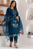 Charming Navy Blue Viscose Silk Embroidered Salwar Suit with Floral Dupatta