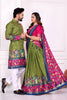 Elegant Green and Pink Traditional Couple Outfit Set with Printed Lehenga and Matching Kurta