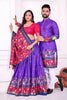Vibrant Purple and Pink Traditional Couple Outfit Set with Printed Lehenga and Matching Kurta