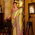 Gold Tissue Patola Silk Saree Handwoven Patola Design Multicolor Border
