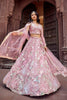 Elegant Dusty Pink Net Embroidered Wedding Lehenga Choli with Floral Sequins Work