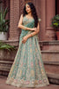 Royal Green Net Embroidered Wedding Lehenga Choli with Heavy Floral Sequins Work