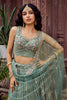 Royal Green Net Embroidered Wedding Lehenga Choli with Heavy Floral Sequins Work