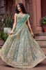 Royal Green Net Embroidered Wedding Lehenga Choli with Heavy Floral Sequins Work