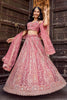 Stunning Pink Net Embroidered Wedding Lehenga Choli with Heavy Floral Sequins Work