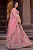 Stunning Pink Net Embroidered Wedding Lehenga Choli with Heavy Floral Sequins Work