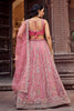 Stunning Pink Net Embroidered Wedding Lehenga Choli with Heavy Floral Sequins Work