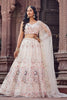 Fancy Cream Net Embroidered Wedding Lehenga Choli with Peacock Motif and Sequins Work