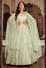 Dashing Lime Green Net Embroidered Wedding Lehenga Choli with Floral Thread and Sequins Work