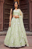Dashing Lime Green Net Embroidered Wedding Lehenga Choli with Floral Thread and Sequins Work