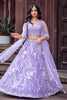 Lovely Lavender Net Embroidered Wedding Lehenga Choli with Floral Thread and Sequins Work