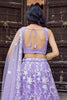Lovely Lavender Net Embroidered Wedding Lehenga Choli with Floral Thread and Sequins Work