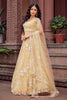 Radiant Yellow Net Embroidered Wedding Lehenga Choli with Floral Thread and Sequins Work