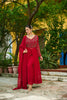 Graceful Maroon Faux Georgette Anarkali Suit with Matching Dupatta for Festive and Wedding