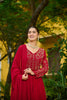 Graceful Maroon Faux Georgette Anarkali Suit with Matching Dupatta for Festive and Wedding