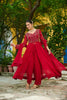 Graceful Maroon Faux Georgette Anarkali Suit with Matching Dupatta for Festive and Wedding