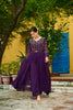 Elegant Wine Faux Georgette Embroidered Anarkali Suit with Matching Dupatta for Wedding and Festive Occasions
