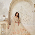 Stunning Cream Silk Embroidered Lehenga Choli with Matching Dupatta for Wedding