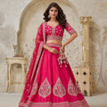 Vibrant Rani Pink Silk Embroidered Lehenga Choli with Matching Dupatta for Wedding