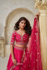Vibrant Rani Pink Silk Embroidered Lehenga Choli with Matching Dupatta for Wedding