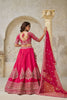 Vibrant Rani Pink Silk Embroidered Lehenga Choli with Matching Dupatta for Wedding