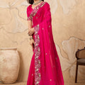 Designer Pink Embroidered Georgette Saree with Blouse
