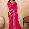 Designer Pink Embroidered Georgette Saree with Blouse