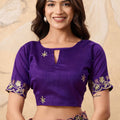Designer Purple Embroidered Georgette Saree with Matching Blouse
