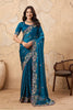 Teal Blue Designer Georgette Saree with Blouse