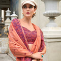 Peach Soft Cotton Saree with Printed Pallu Designer Blouse