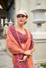 Peach Soft Cotton Saree with Printed Pallu Designer Blouse