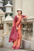 Peach Soft Cotton Saree with Printed Pallu Designer Blouse