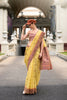 Yellow Printed Cotton Saree with Designer Border Matching Blouse