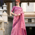 Pink Printed Cotton Saree with Matching Blouse Casual Wear Saree