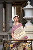 Cream Printed Traditional Saree with Intricate Border