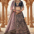 Trendy Multicolor Embroidered Bridal Lehenga Choli with Heavy Zari and Sequins Work Dupatta
