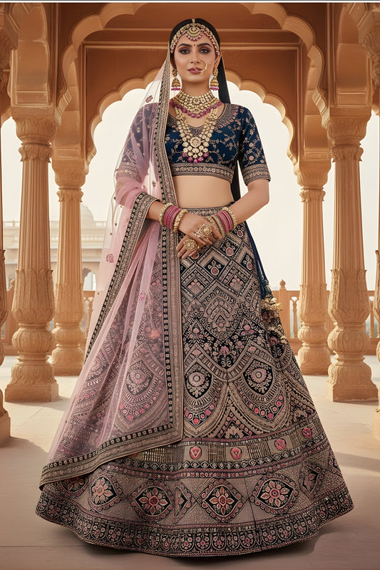 Trendy Multicolor Embroidered Bridal Lehenga Choli with Heavy Zari and Sequins Work Dupatta
