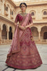 Lovely Pink Embroidered Bridal Lehenga Choli with Heavy Zari and Sequins Work Net Dupatta