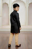 Cute Black Indo Western Sherwani for Boys with Beige Pyjama For Wedding Wear