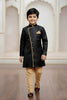 Cute Black Indo Western Sherwani for Boys with Beige Pyjama For Wedding Wear
