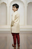 Stunning Cream Boys Indo Western with Maroon Pyjama For Wedding Wear