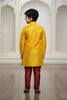 Vibrant Yellow Boys Indo Western with Maroon Pyjama For Wedding Wear