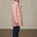 Lovely Pink and Navy Blue Boys Indo Western with Maroon Pyjama For Wedding Wear