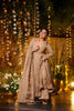 Trendy Beige Embroidered Crunchy Silk Anarkali Suit with Floral Work and Matching Dupatta
