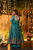 Superb Teal Green Embroidered Crunchy Silk Anarkali Suit with Floral Work and Matching Dupatta