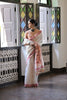 Off-White Handloom Cotton Saree Pink Border Traditional Printed Pallu
